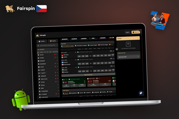 Úvodní obrazovka Fairspin Casino desktop klienta s tmavým rozhraním a herním lobby