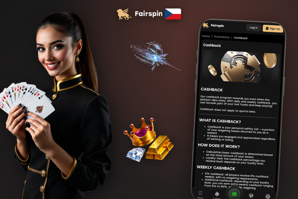 Herní tituly Fairspin Casino včetně automatů a živé rulety s overlayem promo kódu CZFAIR300