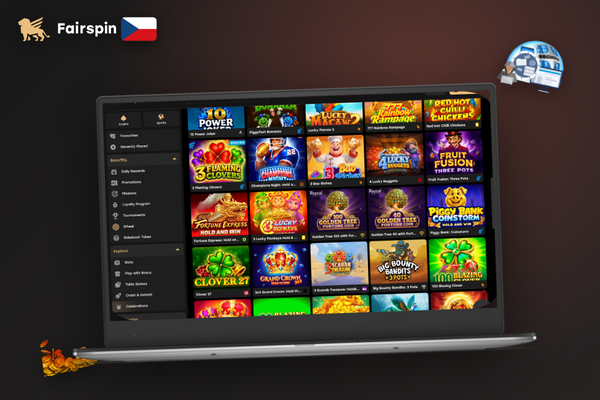 Hráč spravuje krypto peněženku s dashboardem Fairspin Casino na notebooku