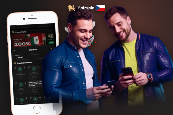 Rozhraní pokladny Fairspin Casino se seznamem dostupných metod výběru